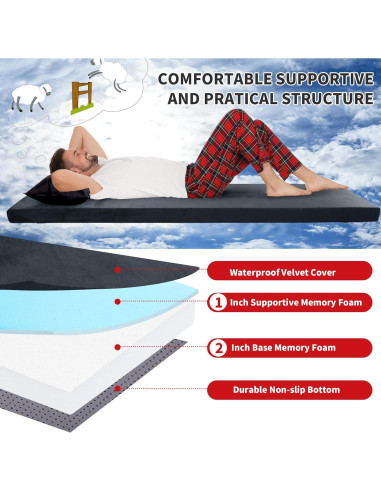 Colchón de Camping HOMBYS Espuma de Memoria 7.62 cm Gris