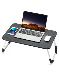 Mesa de cama plegable Ruxury para portátil - Negro, 63.5x36.3 cm