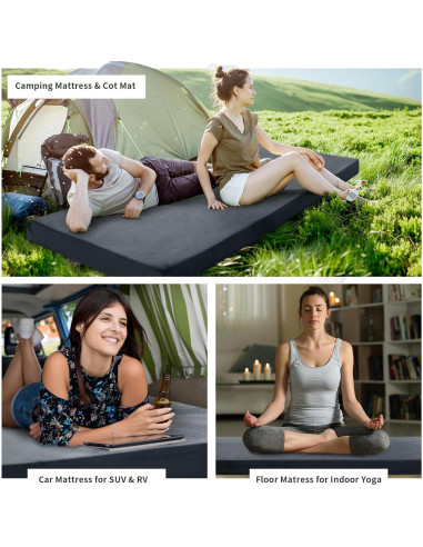 Colchón de Camping HOMBYS Espuma de Memoria 7.62 cm Gris