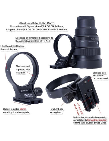 Anillo de Montaje en Trípode iShoot IS-SM141ART para Sigma 14mm y 15mm