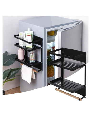 Estante Magnético Reallnaive para Mini Refrigerador Negro 24.9x15x31.5 cm