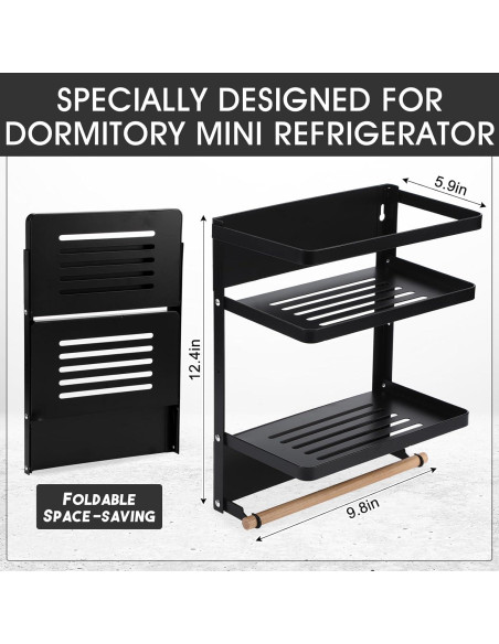 Estante Magnético Reallnaive para Mini Refrigerador Negro 24.9x15x31.5 cm