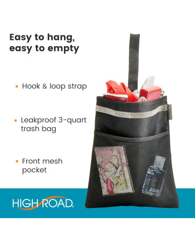 Basurero de coche High Road impermeable con bolsillo y correa