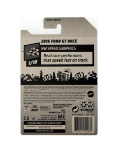 Auto a Escala Hot Wheels Ford GT-Race 1:64 Negro 2016 2