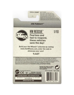 Hot Wheels Coche de Policía HW Pursuit 1:64 Negro 2017 2