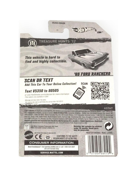 Hot Wheels 65 Ford Ranchero Cazas del Tesoro 1:64 Hot Wheels 65 Ford Ranchero Cazas del Tesoro 1:64