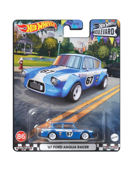 Hot Wheels HKF32 - Mini Coche 67 Ford Anglia Racer 4.5cm