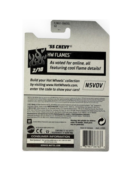 Hot Wheels 2018 50 Aniversario '55 Chevy Escala 1:64 Amarillo