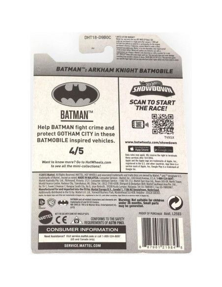 Hot Wheels Batmobile 2016 Batman Arkham Knight 1:64 Gris Hot Wheels Batmobile 2016 Batman Arkham Knight 1:64 Gris