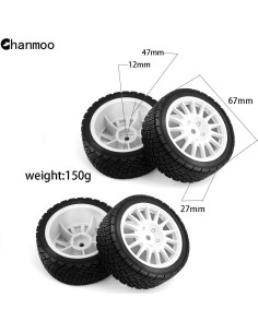 Llantas de Rally RC 1/10 Chanmoo 67mm 4 Piezas Blancas 2