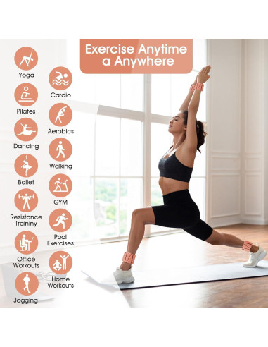 Pesas de Muñeca Ajustables FOUUAAOOU 0.9kg para Fitness