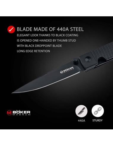 Cuchillo Plegable Bker Magnum Stereo 18.2 cm G10 Negro