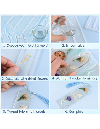 Moldes de Silicona URROMA para Resina - 7 Piezas DIY Marcadores