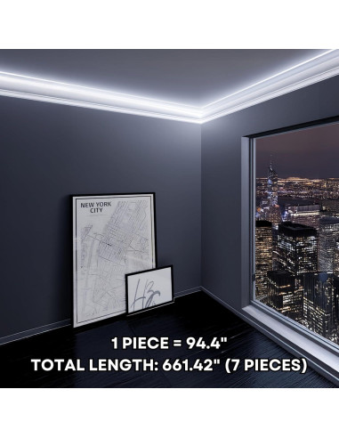 Juego de 7 Piezas de Moldura de Zócalo LED TUALCA 239.9 cm