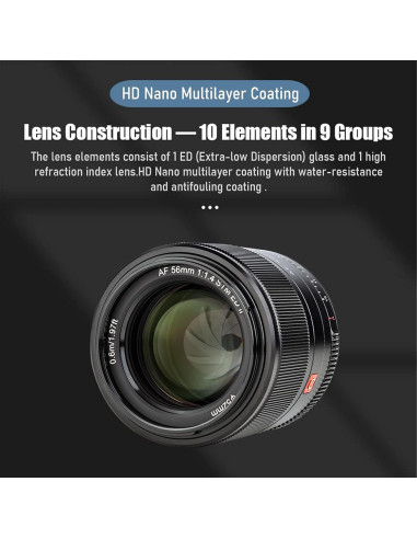 Lente Prime VILTROX 56mm F1.4 Autofocus para Sony APS-C