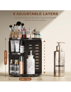Organizador de Maquillaje Auxmir 9 Capas Giratorio Negro 2