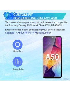 Reemplazo Lente de Cámara Samsung Galaxy A50 + Kit Herramientas 2