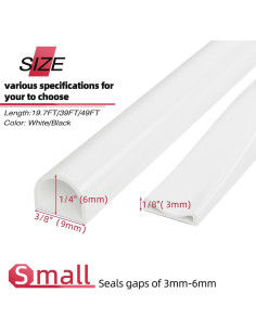 Tira de Sellado para Puerta Conwang 6m Silicona S-Blanco 2