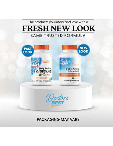 Folato Activo Doctor's Best 800mg Quatrefolic 60 Cápsulas Veganas