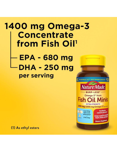 Suplemento Omega 3 Nature Made 1400 mg Sin Eructos 60 Gelatinas