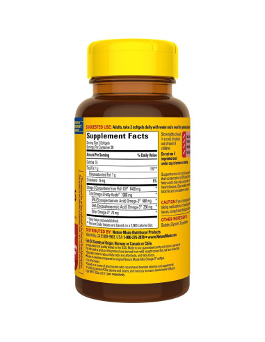 Suplemento Omega 3 Nature Made 1400 mg Sin Eructos 60 Gelatinas
