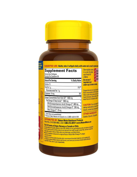 Suplemento Omega 3 Nature Made 1400 mg Sin Eructos 60 Gelatinas Suplemento Omega 3 Nature Made 1400 mg Sin Eructos 60 Gelatinas