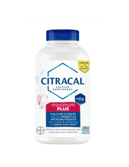 Suplemento Citra-Cal+D3 con Zinc y Magnesio Máximo Plus 280 Tab