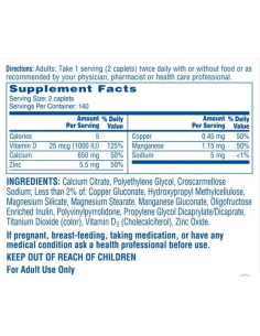 Suplemento Citra-Cal+D3 con Zinc y Magnesio Máximo Plus 280 Tab 2