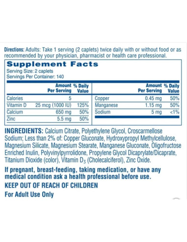 Suplemento Citra-Cal+D3 con Zinc y Magnesio Máximo Plus 280 Tab