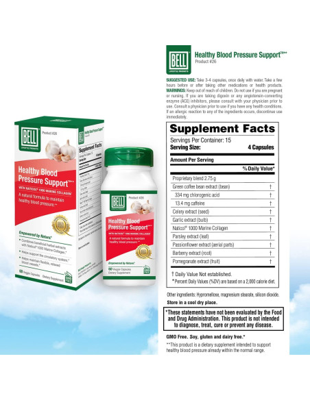 Suplemento Natural Bell Presión Arterial 60 Cápsulas Veganas