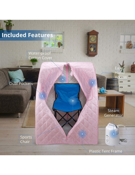Sauna de Vapor Portátil Durasage DSS-XL01 800W Rosa
