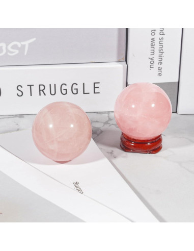 Bola de Cristal de Cuarzo Rosa 40 mm Loveliome con Soporte