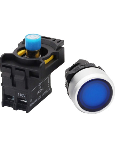 Interruptor de Botón LED Azul mxuteuk 22mm IP65 10A 600V