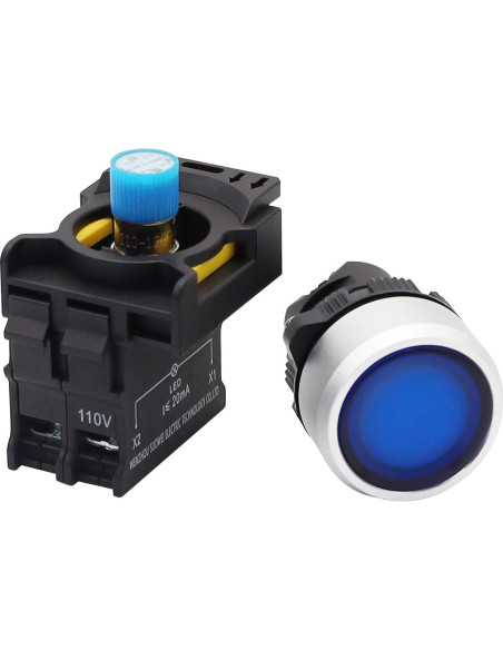 Interruptor de Botón LED Azul mxuteuk 22mm IP65 10A 600V