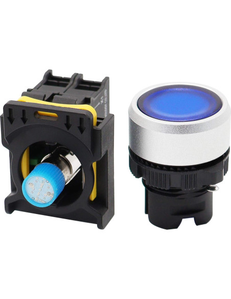 Interruptor de Botón LED Azul mxuteuk 22mm IP65 10A 600V