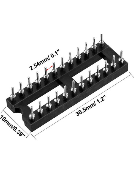 Adaptador Zócalo DIP IC uxcell 2 Piezas 24 Pines 2.54mm