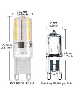 Bombilla LED G9 DiCUNO Regulable 3W 3000K Paquete de 10 2