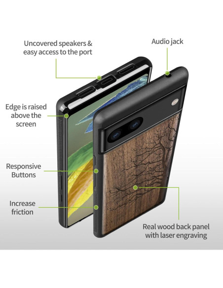 Funda de Madera Carveit para Google Pixel 8a - Antigolpes Funda de Madera Carveit para Google Pixel 8a - Antigolpes