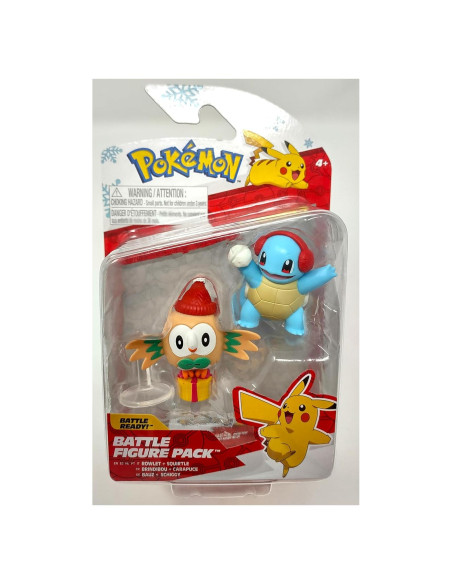 Figuras de Acción Pokemon Jazwares Rowlet y Squirtle 2 Pack