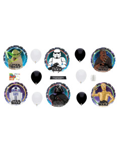 Decoraciones de Fiesta Star Wars con 5 Globos 46 cm y Cinta