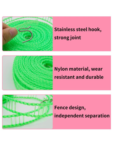 Cuerda de Ropa de Viaje WisePoint 16m con 2 Ganchos Verde