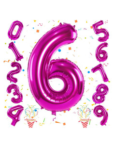 Globo de Número 6 Rosa Fucsia 101,6 cm para Fiesta