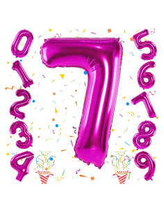 Globo de Número 7 Rosa Fucsia 101,6 cm para Cumpleaños