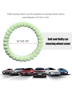 Cubierta de Volante Peluda SHMZK 37-38 cm Antideslizante Verde 2