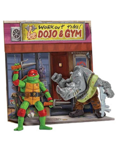 Paquete de Figuras de Acción TMNT Raphael vs Rocksteady 12 cm