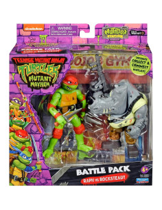 Paquete de Figuras de Acción TMNT Raphael vs Rocksteady 12 cm 2