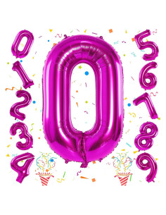 Globo de Número 0 Rosa Fucsia 101,6 cm para Fiestas
