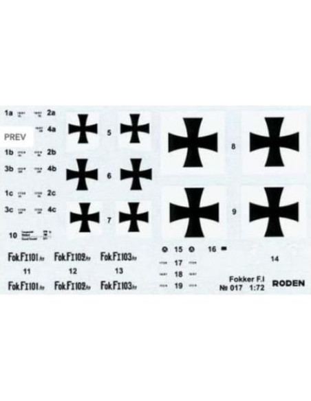 Modelo de Avión Fokker F.I Roden 1/72 Plástico Nuevo