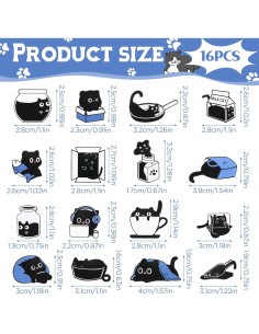 Conjunto de 16 Pines de Esmalte de Gato Negro - Decoración Ropa y Mochilas 2
