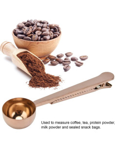 Cucharada Clip de Café Acero Inoxidable Dorada 175x37mm 2